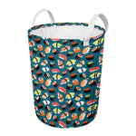Colorful Sushi Pattern Print Round Laundry Basket