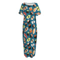 Colorful Sushi Pattern Print Short Sleeve Long Nightdress