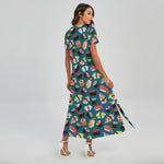 Colorful Sushi Pattern Print Short Sleeve Maxi Dress