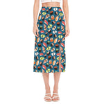 Colorful Sushi Pattern Print Side Slit Midi Skirt