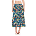 Colorful Sushi Pattern Print Side Slit Midi Skirt