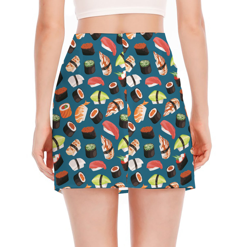 Colorful Sushi Pattern Print Side Slit Mini Skirt