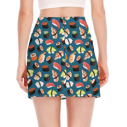 Colorful Sushi Pattern Print Side Slit Mini Skirt