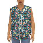 Colorful Sushi Pattern Print Sleeveless Baseball Jersey