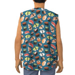 Colorful Sushi Pattern Print Sleeveless Baseball Jersey