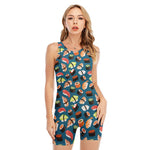 Colorful Sushi Pattern Print Sleeveless One Piece Swimsuit