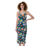 Colorful Sushi Pattern Print Slim Fit Midi Cami Dress