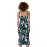 Colorful Sushi Pattern Print Slim Fit Midi Cami Dress