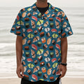 Colorful Sushi Pattern Print Textured Short Sleeve Shirt