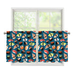 Colorful Sushi Pattern Print Tier Curtains