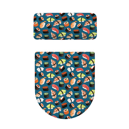Colorful Sushi Pattern Print Toilet Lid And Tank Cover Set