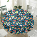 Colorful Sushi Pattern Print Waterproof Round Tablecloth