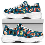 Colorful Sushi Pattern Print White Chunky Shoes