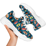 Colorful Sushi Pattern Print White Chunky Shoes