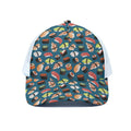 Colorful Sushi Pattern Print White Mesh Trucker Hat