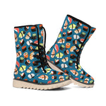 Colorful Sushi Pattern Print Winter Boots