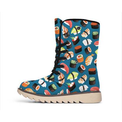 Colorful Sushi Pattern Print Winter Boots