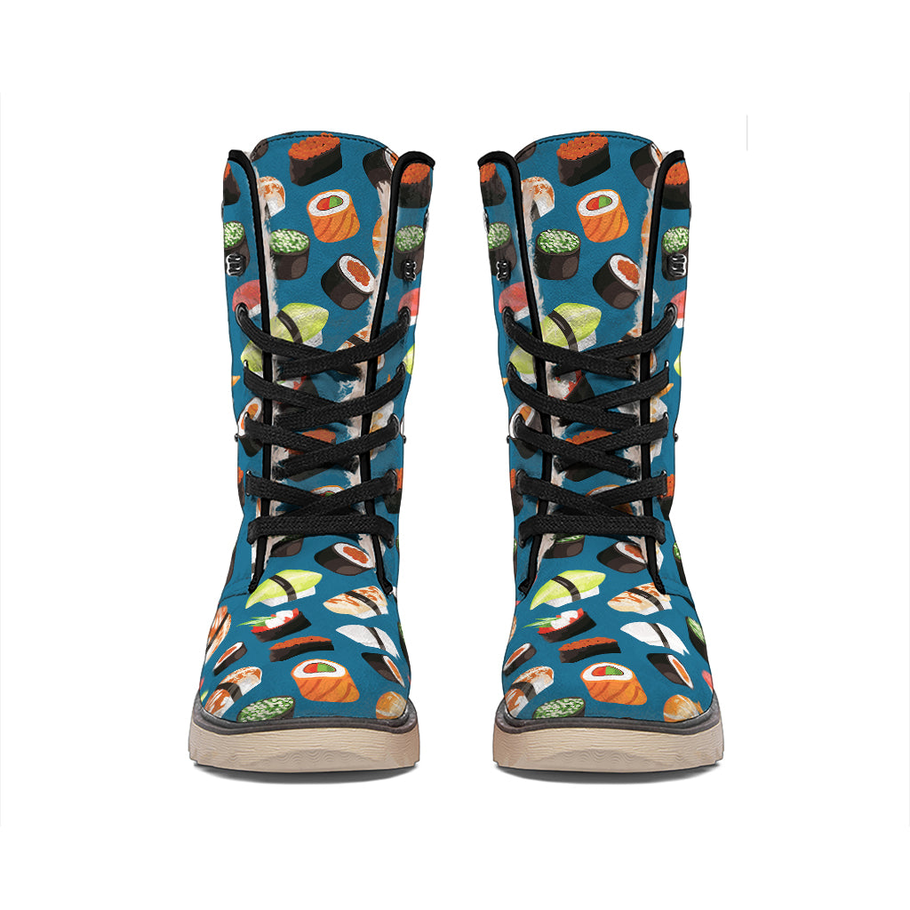 Colorful Sushi Pattern Print Winter Boots