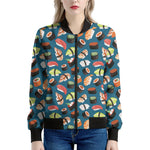 Colorful Sushi Pattern Print Women's Bomber Jacket