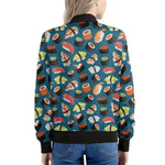 Colorful Sushi Pattern Print Women's Bomber Jacket