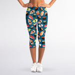 Colorful Sushi Pattern Print Women's Capri Leggings