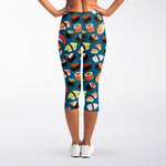 Colorful Sushi Pattern Print Women's Capri Leggings