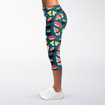 Colorful Sushi Pattern Print Women's Capri Leggings