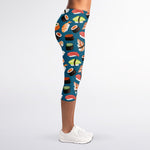 Colorful Sushi Pattern Print Women's Capri Leggings