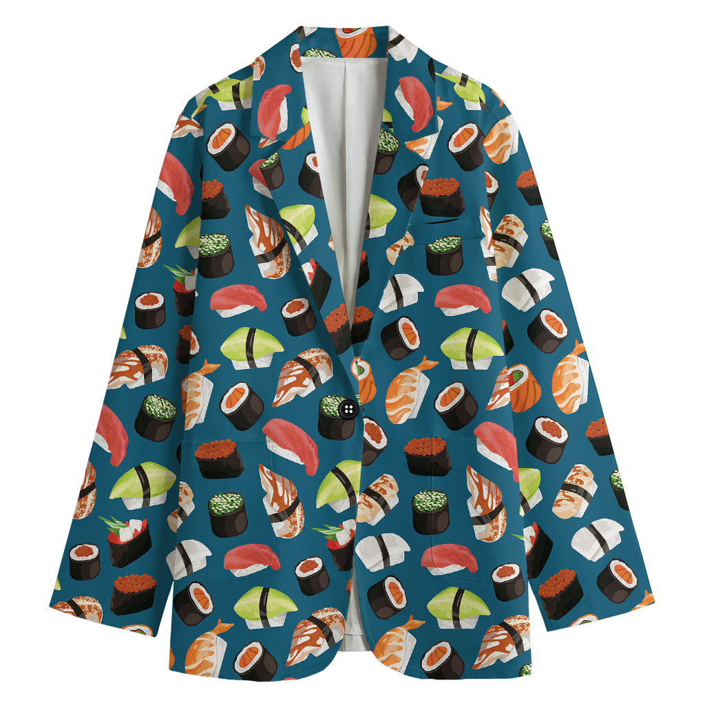 Colorful Sushi Pattern Print Women's Cotton Blazer