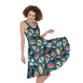 Colorful Sushi Pattern Print Sleeveless Knee Length Dress