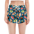 Colorful Sushi Pattern Print Women's Split Running Shorts