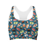 Colorful Sushi Pattern Print Women's Sports Bra