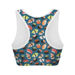 Colorful Sushi Pattern Print Women's Sports Bra