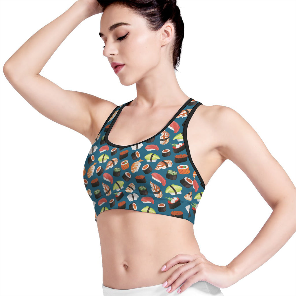 Colorful Sushi Pattern Print Women's Sports Bra
