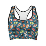 Colorful Sushi Pattern Print Women's Sports Bra