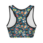 Colorful Sushi Pattern Print Women's Sports Bra