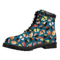 Colorful Sushi Pattern Print Padded Collar Lace Up Boots