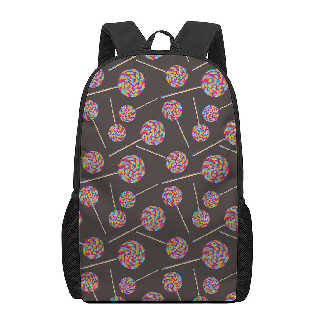 Colorful Swirl Lollipop Pattern Print 17 Inch Backpack