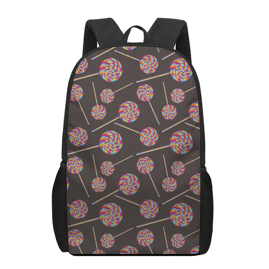 Colorful Swirl Lollipop Pattern Print 17 Inch Backpack
