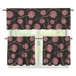 Colorful Swirl Lollipop Pattern Print 3 Piece Kitchen Curtains