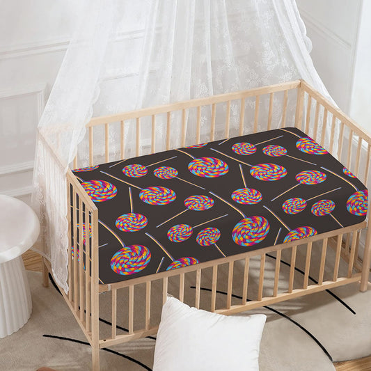 Colorful Swirl Lollipop Pattern Print Baby Crib Sheet