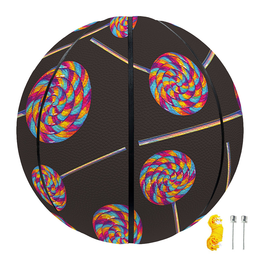 Colorful Swirl Lollipop Pattern Print Basketball
