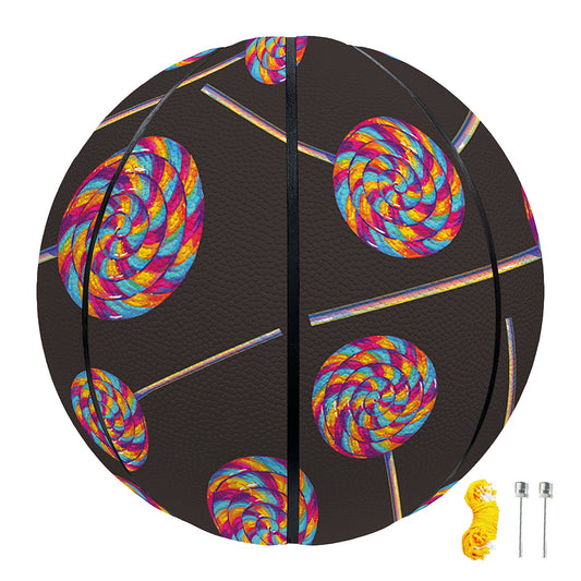 Colorful Swirl Lollipop Pattern Print Basketball