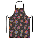Colorful Swirl Lollipop Pattern Print Bib Apron With Pocket