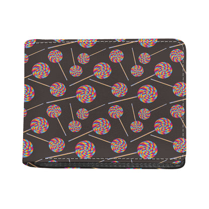 Colorful Swirl Lollipop Pattern Print Bifold Wallet