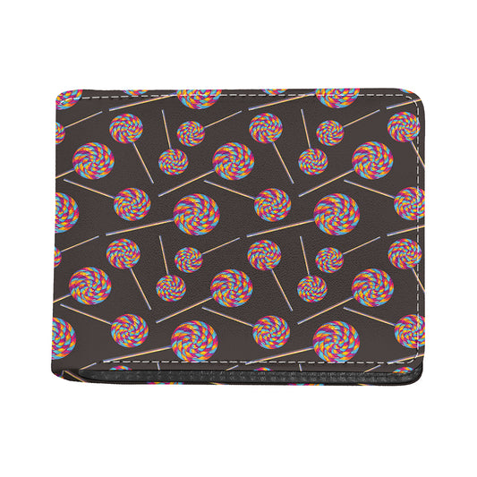 Colorful Swirl Lollipop Pattern Print Bifold Wallet