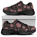 Colorful Swirl Lollipop Pattern Print Black Chunky Shoes