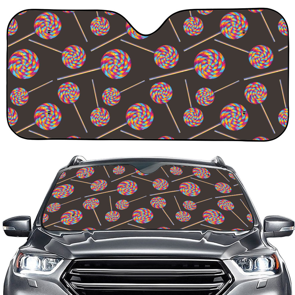 Colorful Swirl Lollipop Pattern Print Car Windshield Sun Shade