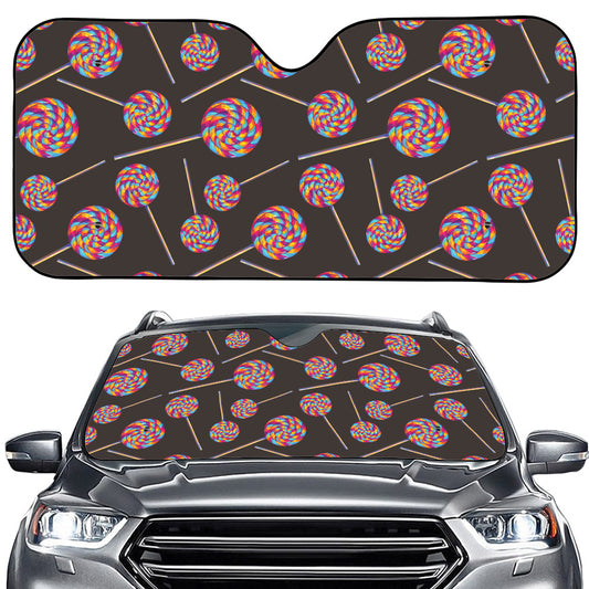 Colorful Swirl Lollipop Pattern Print Car Windshield Sun Shade