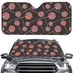 Colorful Swirl Lollipop Pattern Print Car Windshield Sun Shade